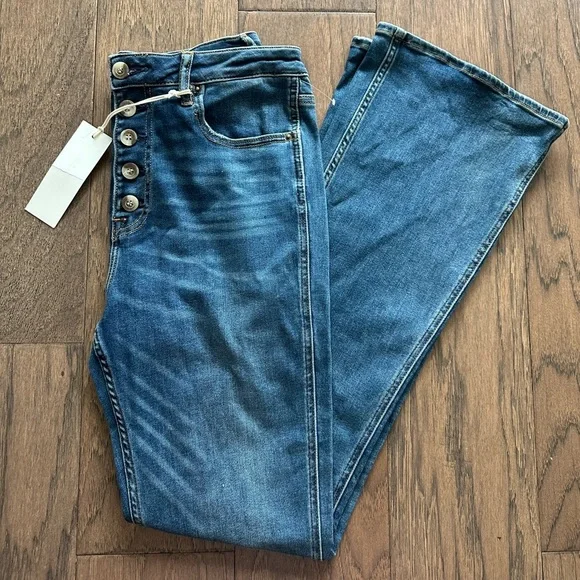 Driftwood Button-fly Flare Jeans - Picture 1 of 7